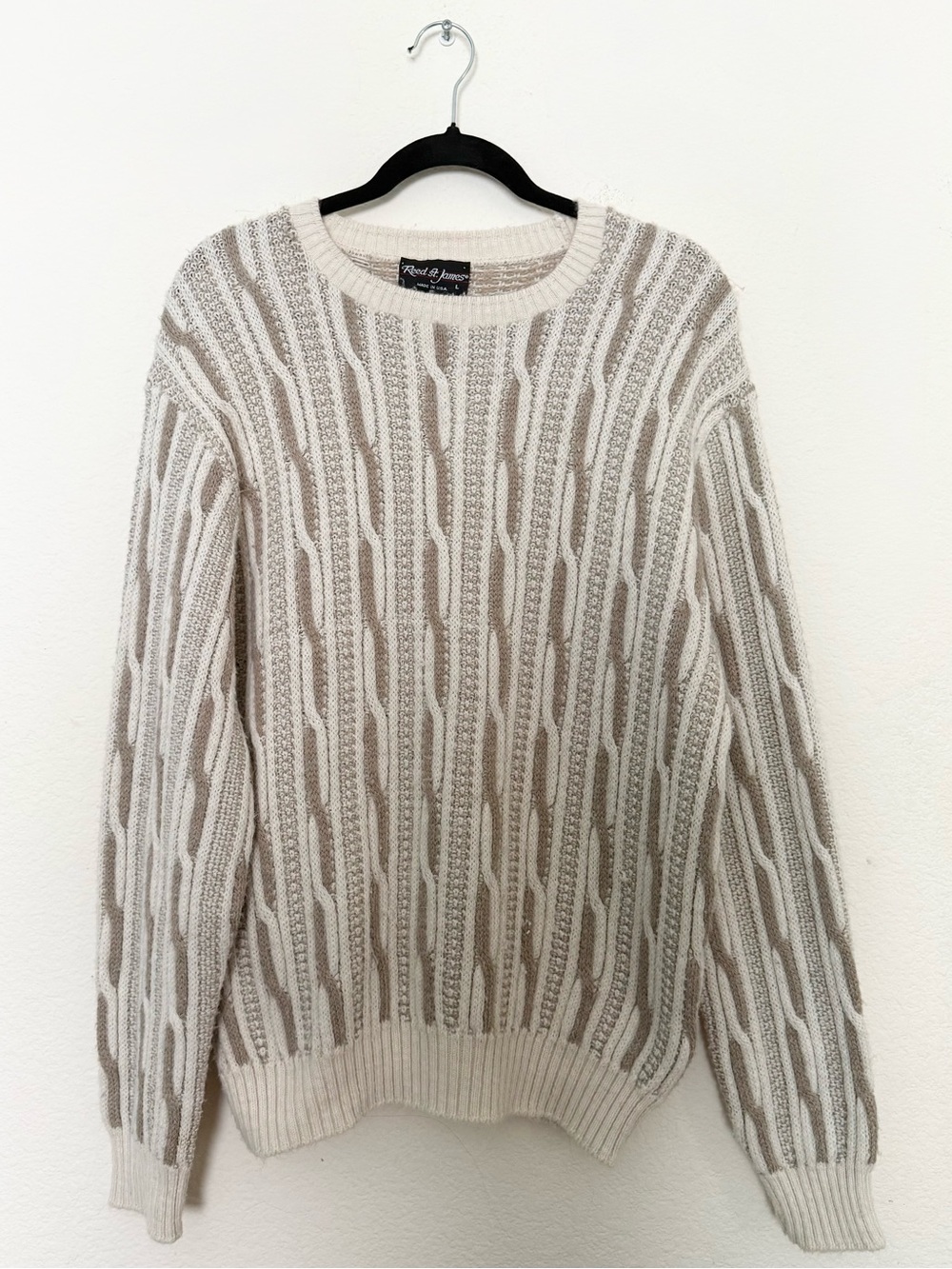 🤍 vintage 80’s cream cable knit unisex sweater